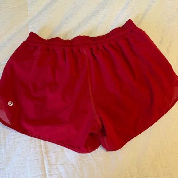 lululemon athletica Pants - lululemon Red speed up running shorts built in liner SZ 10 hottie hot
